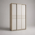 Armoire rectangulaire 3 portes coulissantes MDF effet bois clair et blanc 180 x 60 x 220 cm