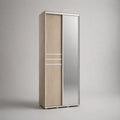 Armoire rectangulaire avec portes coulissantes et miroir en MDF chêne clair 120 x 60 x 200 cm
