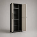 Armoire rectangulaire en acier noir et beige 2 portes battantes avec étagères 90 x 45 x 180 cm