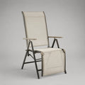 Chaise de jardin inclinable pliante en aluminium et textilène écru avec repose jambes intégré 65x80x110 cm