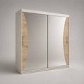 Armoire rectangulaire avec portes coulissantes et miroirs en MDF blanc chêne clair 200 x 60 x 200 cm